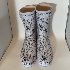 Hunter Chelsea Particle Splatter Paint Rain Booties Size 9